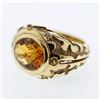 Image 1 : Oval Bezel-set Citrine w/ Sapphire Ring in 14K Yellow Gold - REF-88F8M
