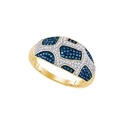 0.4 CTW Blue Colored Diamond Band 10K Yellow Gold
