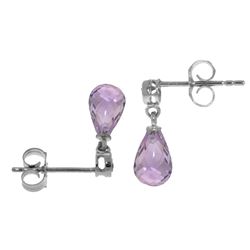 Genuine 2.73 ctw Amethyst & Diamond Earrings Jewelry 14KT White Gold - REF-19T7A