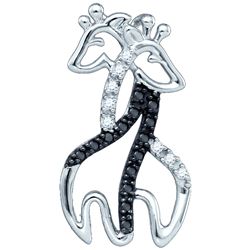 0.1 CTW Black Colored Diamond Animal Pendant 10K White Gold