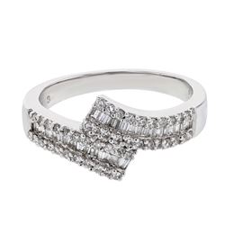 14K WhiteGold 0.5CTW Baguette Wedding Band  - REF-76K8R