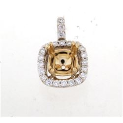 14K TwoTone Gold 0.22CTW SemiMount Slider w/Chain - REF-40A6N