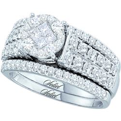 1.50 CTW Princess Diamond Soleil Bridal Engagement Ring 14K White Gold