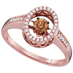 0.41 CTW Cognac-brown Colored Diamond Solitaire Bridal Engagement Ring 10K Rose Gold