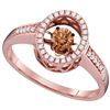 Image 1 : 0.41 CTW Cognac-brown Colored Diamond Solitaire Bridal Engagement Ring 10K Rose Gold