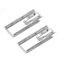 14K White Gold 0.56CTW Diamond Hoop Earring - REF-73K5R