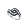 Image 1 : 0.5 CTW Black Colored Diamond Woven Striped Fine Cocktail Band 10K White Gold