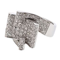 14K White Gold 1.25CTW Diamond Cocktail Ring - REF-133K3R