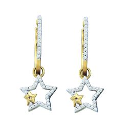0.25 CTW Natural Diamond Astronomy Star Fancy Daily-wear Dangle Earrings 10K Yellow Gold