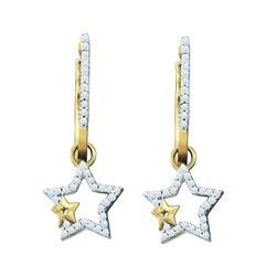 0.25 CTW Natural Diamond Astronomy Star Fancy Daily-wear Dangle Earrings 10K Yellow Gold