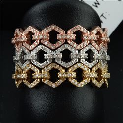 14K Tri Color Gold 0.51CTW Diamond Band Ring - REF-82N4A