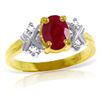 Image 1 : Genuine 1.47 ctw Ruby & Diamond Ring Jewelry 14KT Yellow Gold - REF-63Z2N