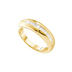 0.5 CTW Mens Princess Natural Diamond Band 14K Yellow Gold