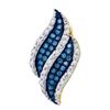 Image 1 : 0.1 CTW Blue Colored Diamond Cluster Pendant 10K Yellow Gold