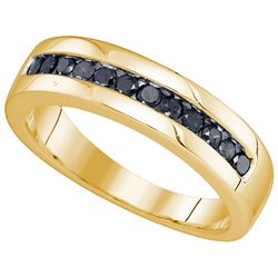 0.5 CTW Mens Black Colored Diamond Band 10K Yellow Gold