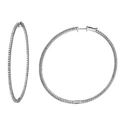 14K White Gold 1.65CTW Diamond Hoop Earring - REF-204F7M