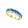 Image 1 : 0.85 CTW Blue Colored Diamond Striped Band 10K Yellow Gold