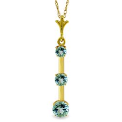 Genuine 1.25 ctw Blue Topaz Necklace Jewelry 14KT Yellow Gold - REF-29H3X