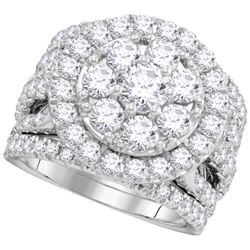 4.02 CTW Natural Diamond Certified Halo Cluster Bridal Engagement Ring 14K White Gold