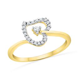 0.13 CTW Natural Diamond Heart Love Ring 10K Yellow Gold