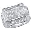 Image 1 : 0.63 CTW Mens Natural Diamond Arched Rectangle Cluster Ring 10K White Gold