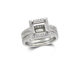 14K White Gold 1CTW Diamond Wedding Ring Set - REF-153F3M