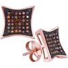Image 1 : 0.25 CTW Red Colored Diamond Kite Cluster Earrings 10K Rose Gold