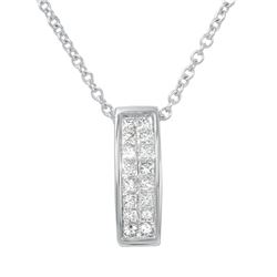 Genuine 0.25 TCW 14K White Gold Ladies Necklace - REF-35N2A