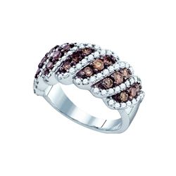 1.50 CTW Cognac-brown Colored Diamond Striped Band 10K White Gold