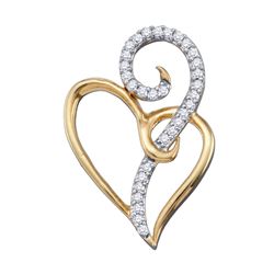 0.1 CTW Natural Diamond Heart Valentines Love Fine Pendant 10K Yellow Gold