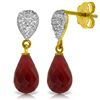 Image 1 : Genuine 6.63 ctw Ruby & Diamond Earrings Jewelry 14KT Yellow Gold - REF-28Z3N