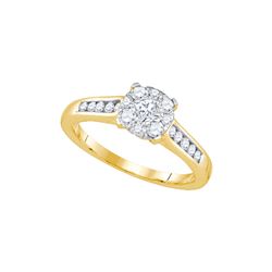 0.49 CTW Princess Natural Diamond Cluster Bridal Engagement Ring 14K Yellow Gold