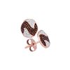 Image 1 : 0.21 CTW Red Colored Diamond Circle Cluster Earrings 10K Rose Gold