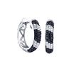 Image 1 : 0.63 CTW Black Colored Pave-set Diamond Hidden Snap Post Hoop Earrings 10K White Gold