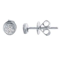14K White Gold 0.09CTW Ladies Diamond Earring - REF-20F4M