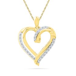 0.1 CTW Natural Diamond Heart Love Valentines Pendant 10K Yellow Gold
