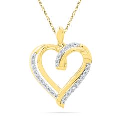 0.1 CTW Natural Diamond Heart Love Valentines Pendant 10K Yellow Gold