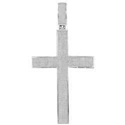 2.20 CTW Mens Natural Diamond Christian Roman Cross Charm Pendant 10K White Gold