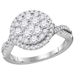 1.02 CTW Natural Diamond Cluster Bridal Engagement Ring 14K White Gold