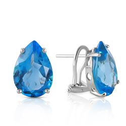 Genuine 10 ctw Blue Topaz Earrings Jewelry 14KT White Gold - REF-50T7A