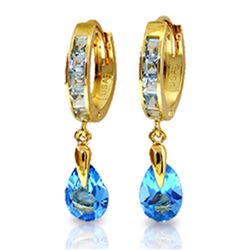 Genuine 4.2 ctw Blue Topaz Earrings Jewelry 14KT Yellow Gold - REF-51X4M