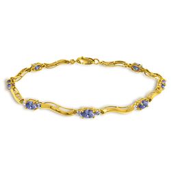 Genuine 2.01 ctw Tanzanite & Diamond Bracelet Jewelry 14KT Yellow Gold - REF-89R5P