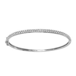 14K White Gold 0.97CTW Diamond Bangle - REF-157X8Y