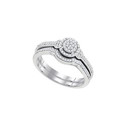 0.25 CTW Natural Diamond Cluster Bridal Engagement Ring 10K White Gold