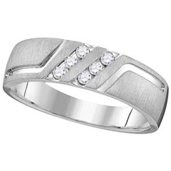 0.15 CTW Mens Natural Diamond Anniversary Band 14K White Gold