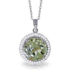 Genuine 5.2 ctw Green Amethyst & Diamond Necklace Jewelry 14KT White Gold - REF-70H6X