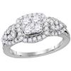 Image 1 : 1.24 CTW Natural Diamond Square Halo Cluster Ring 10K White Gold