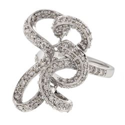 14K White Gold 1.21CTW Diamond Cocktail Ring - REF-123K5R