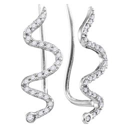 0.16 CTW Natural Diamond Snake Climber Earrings 10K White Gold