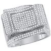 Image 1 : 0.89 CTW Mens Natural Diamond Square Cluster Contoured Ring 10K White Gold